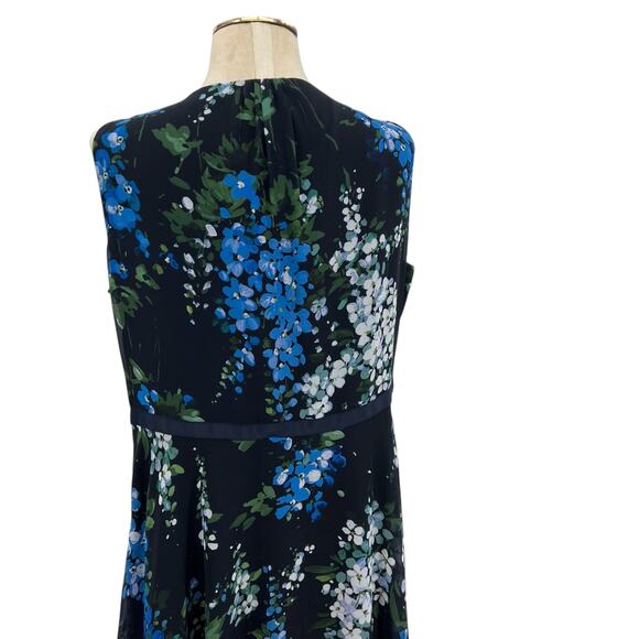 Hobbs London Brea Dress Floral Print Sleeveless Navy Blue Size US 12 - Picture 10 of 14